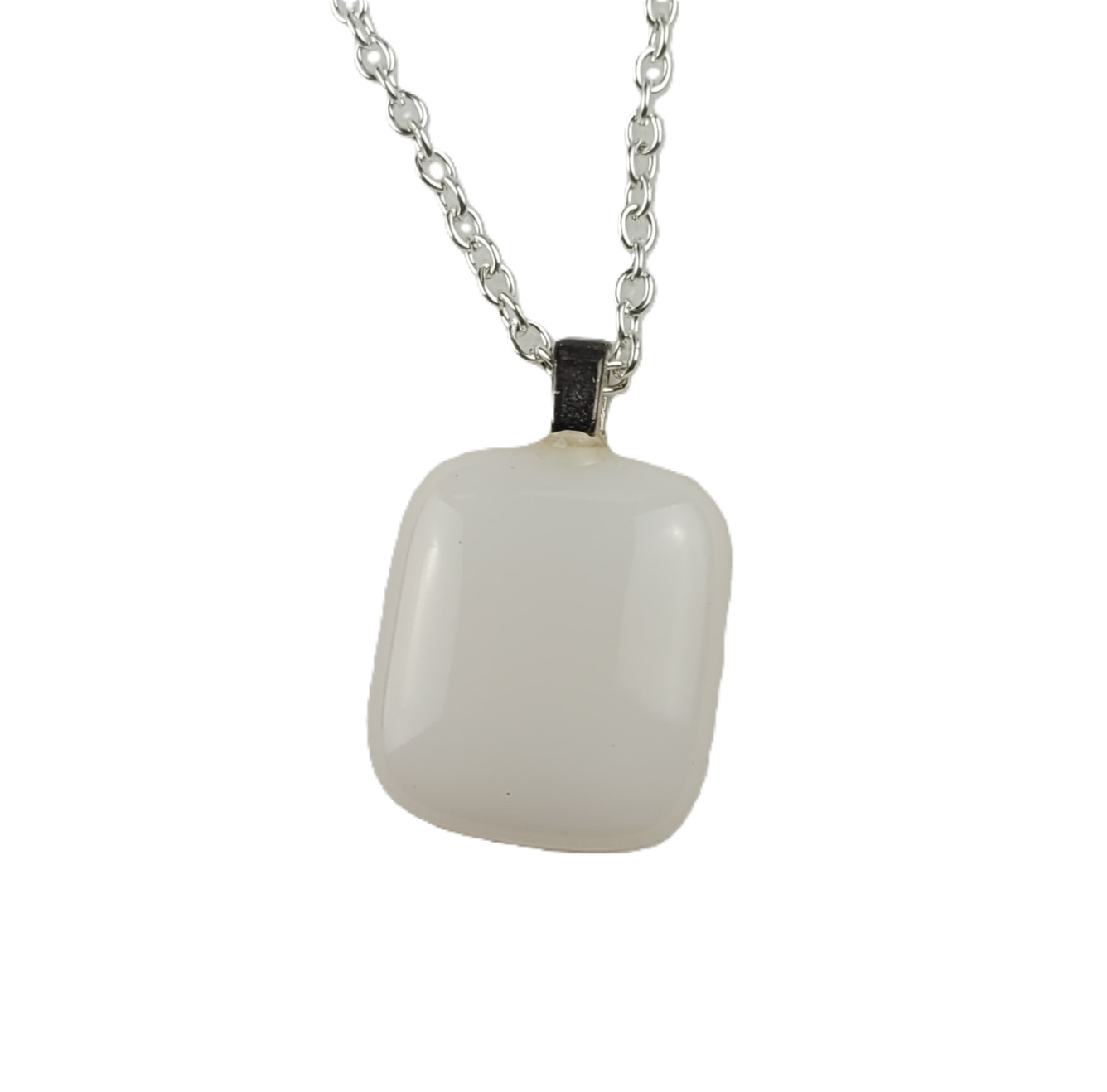 Necklace with a white pendant on a white background