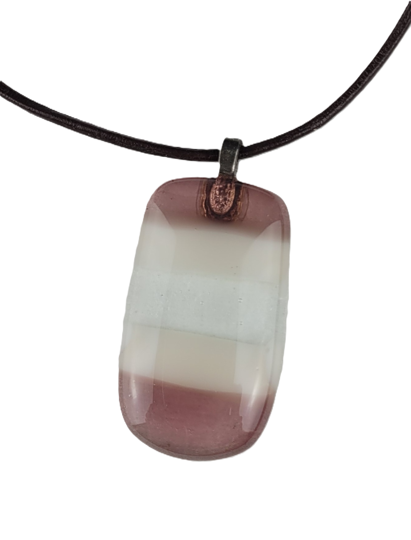 Rectangular pendant with gradient color on a cord against a white background