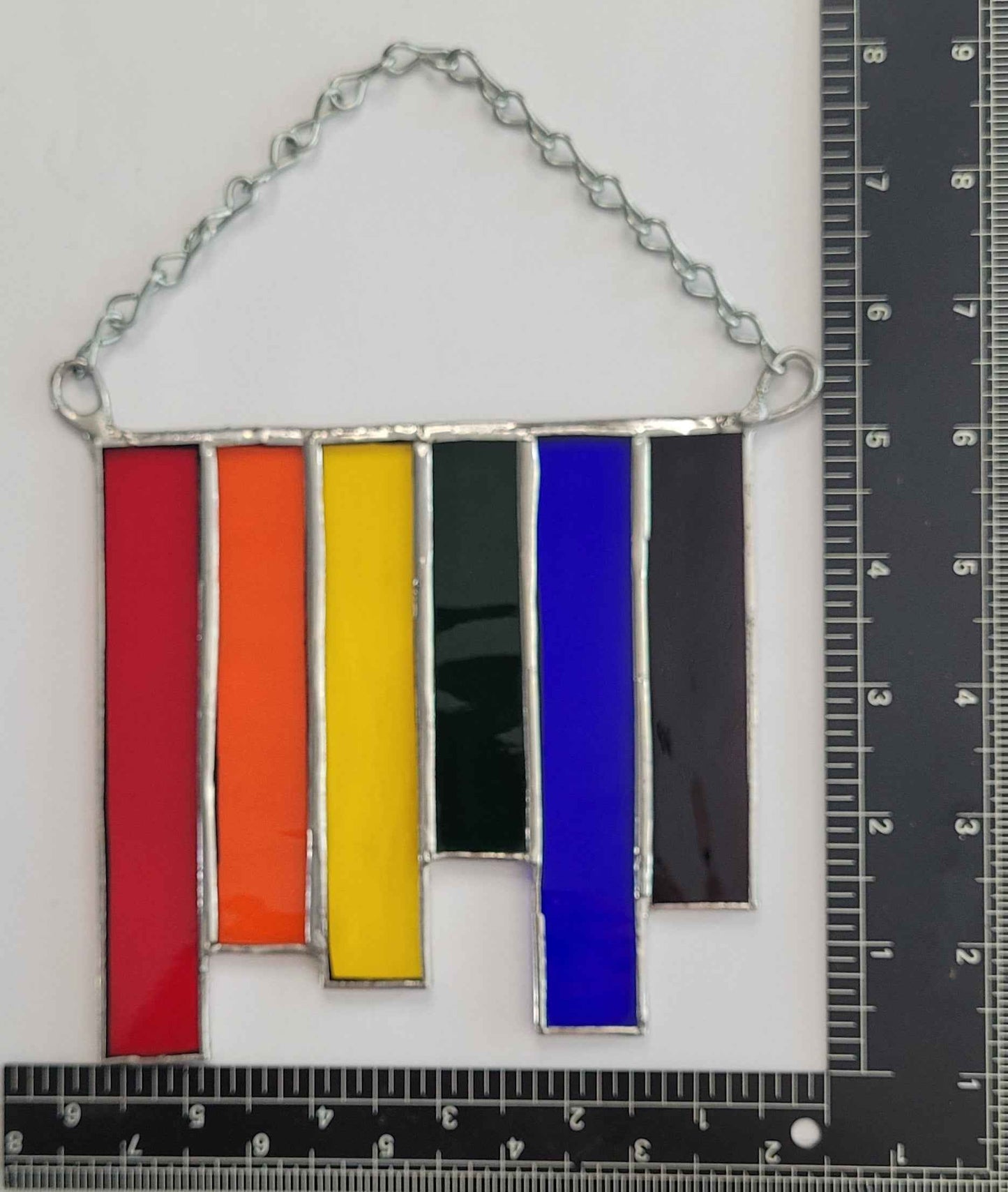 The Staggered Rainbow Fringe Stained Glass Sun Catcher