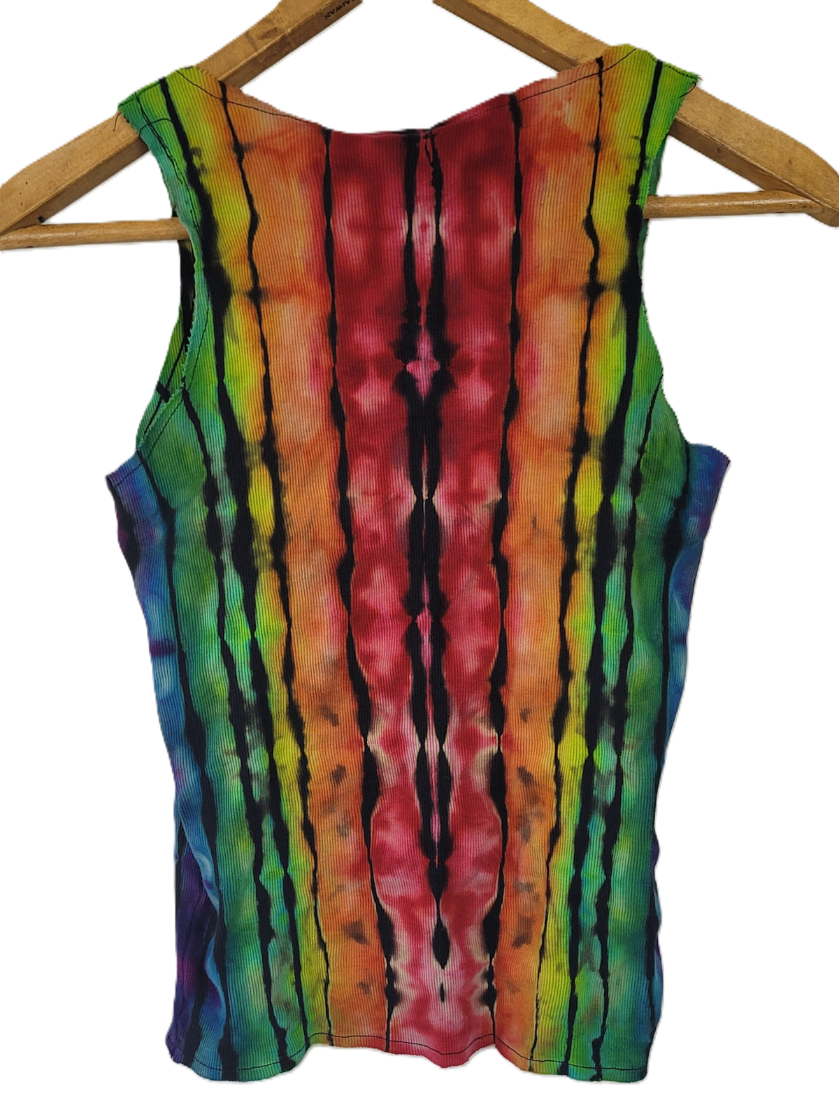 Rainbow Stripe Ribbed Button-Up Tank – Adult, Ladies, Size M