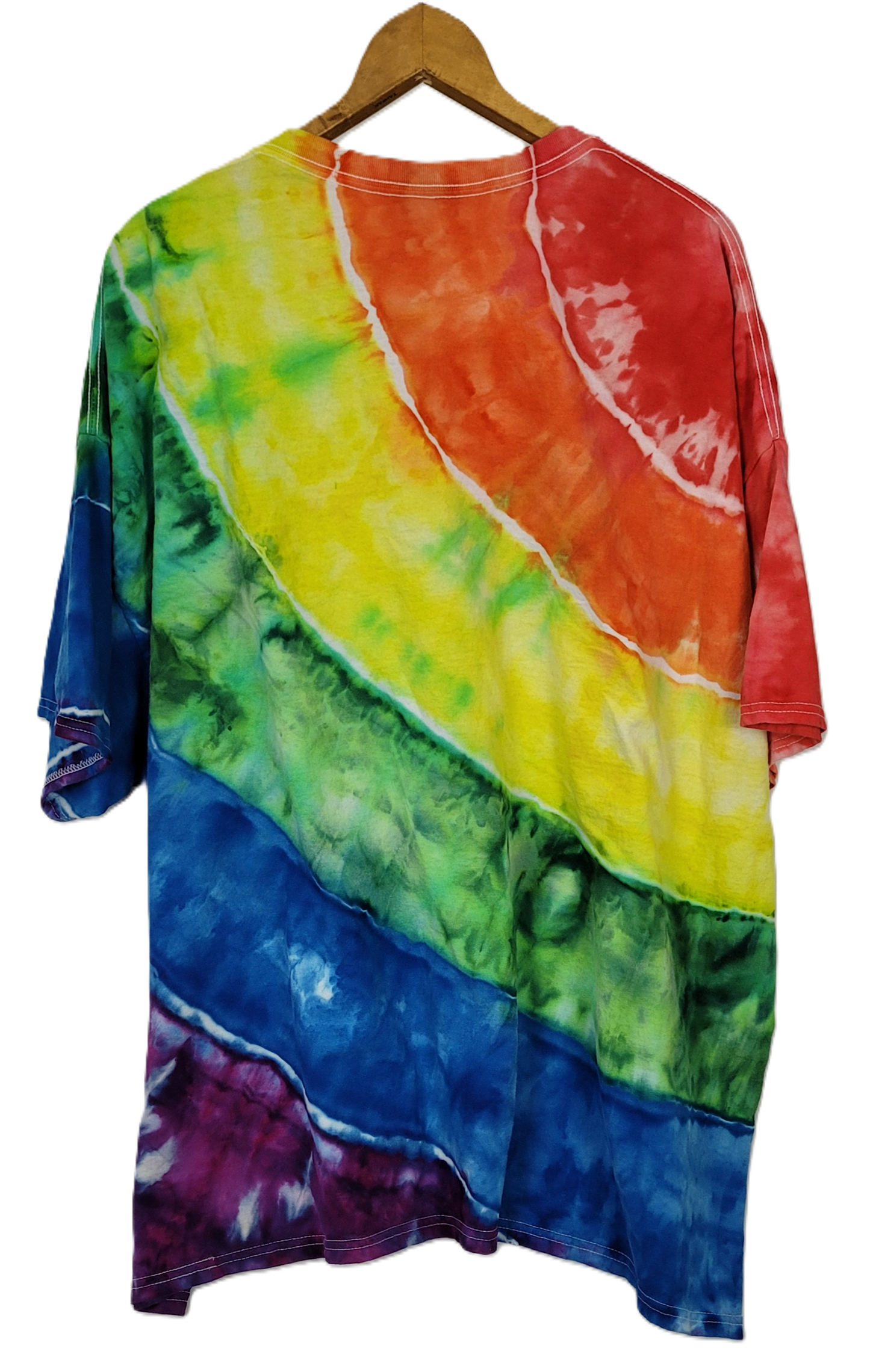 Diagonal Arc Rainbow Tie-Dye T-Shirt – Adult, Unisex, Size 4XL