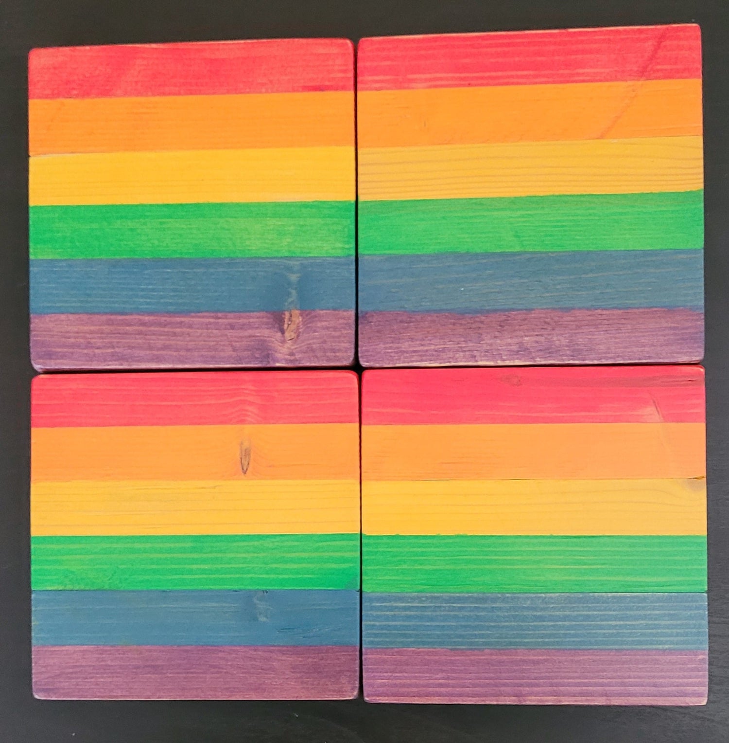 Rainbow Wood Coasters