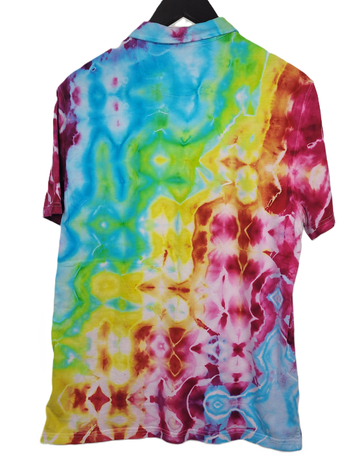 Upcycled Claiborne Polo Glitch Tie-Dye Shirt - Adult, Men's, Size M