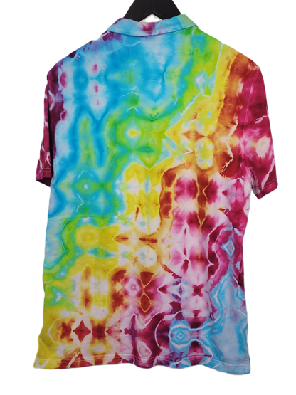 Upcycled Claiborne Polo Glitch Tie-Dye Shirt - Adult, Men's, Size M - Re-Used Relics