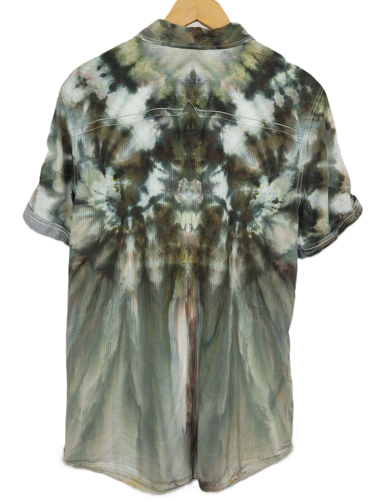 Upcycled Buffalo Jeans Button Up Tie-Dye Shirt -Adult, Men's, Size L