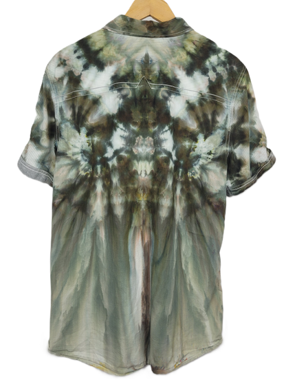 Upcycled Buffalo Jeans Button Up Tie-Dye Shirt -Adult, Men's, Size L - Re-Used Relics