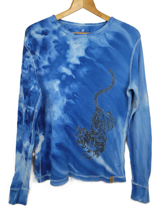 Upcycled J.Ferrar Thermal Long Sleeve Tie-Dye Shirt - Adult, Unisex, Size M