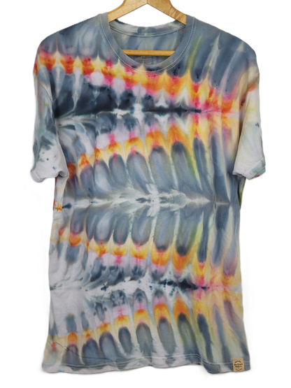 Pastel Zig-Zag Fern Tie-Dye T-Shirt - Adult, Unisex, Size L