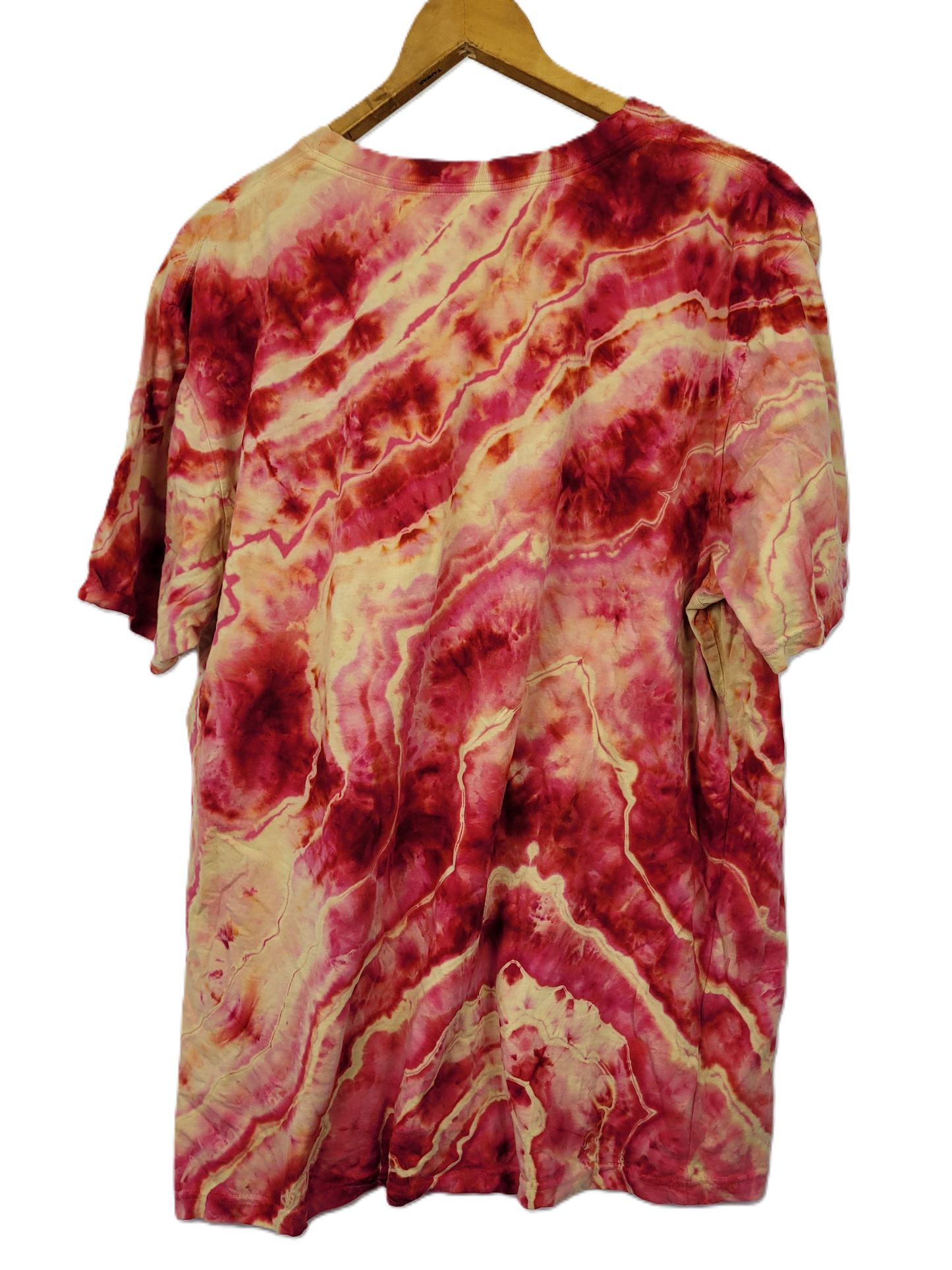 Upcycled Peachy Reversed Geode Tie-Dye T-Shirt - Adult, Unisex, Size XL