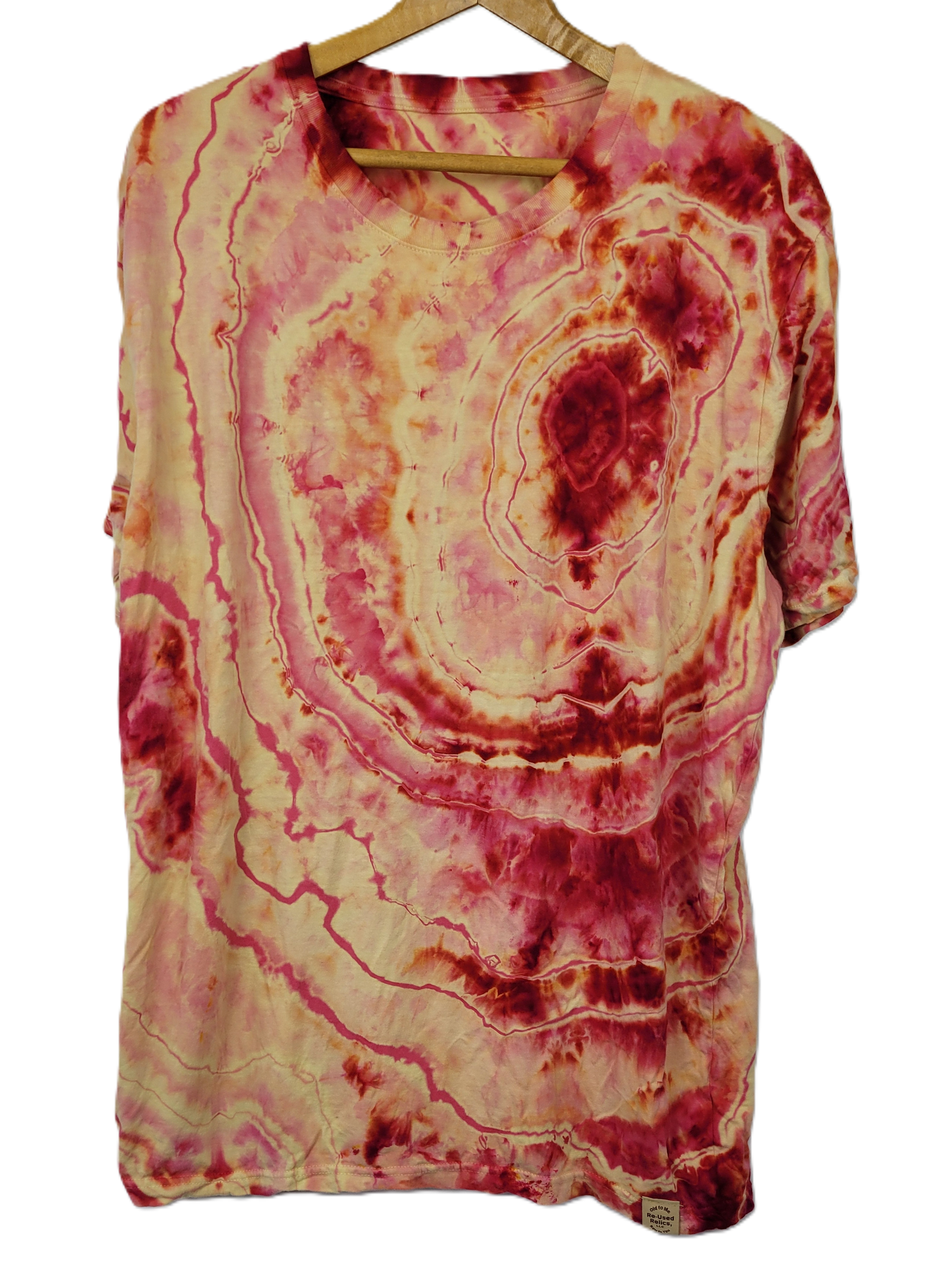 Upcycled Peachy Reversed Geode Tie-Dye T-Shirt - Adult, Unisex, Size XL