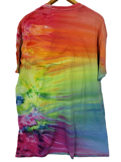 Ice Dyed Rainbow Flow Tie-Dye T-Shirt - Adult, Unisex, Size 2XL - Re-Used Relics