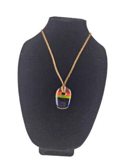 Rainbow Fused Glass Necklace - Re-Used Relics