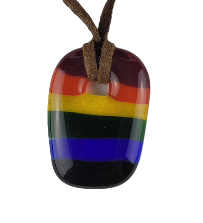 Rainbow Fused Glass Necklace - Re-Used Relics