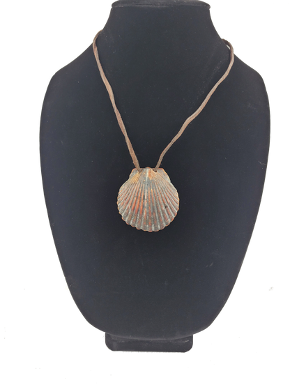 Shell pendant necklace on a black bust