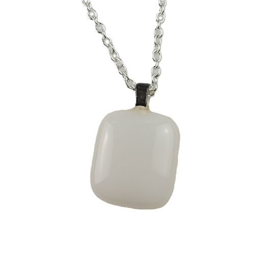 Necklace with a white pendant on a white background