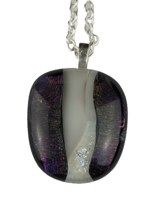 Necklace with a multicolored pendant on a white background