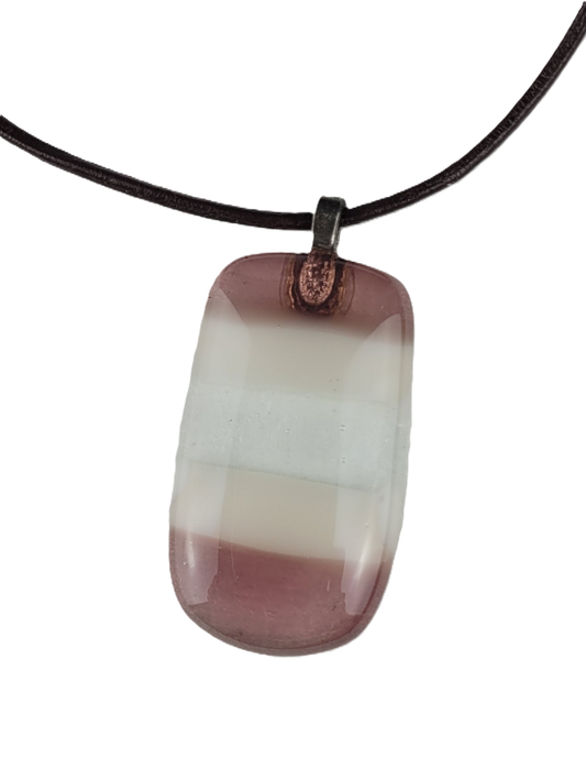 Rectangular pendant with gradient color on a cord against a white background