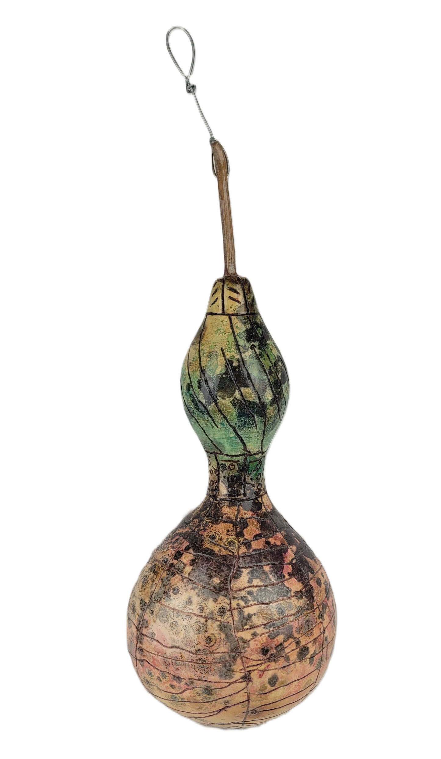 Wood Burn and Watercolor Gourd Birdhouse