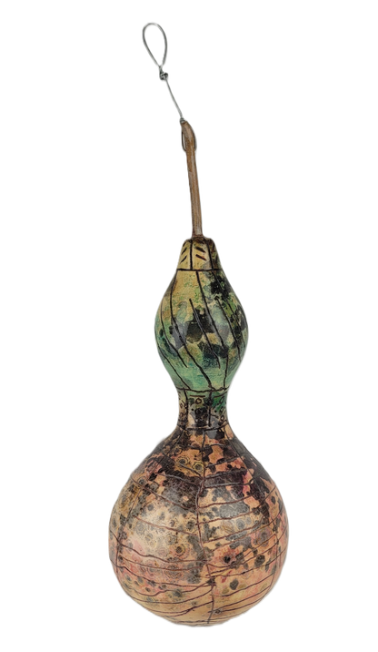 Wood Burn and Watercolor Gourd Birdhouse - Re-Used Relics