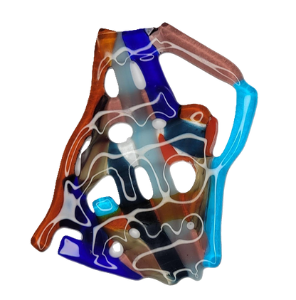 Colorful glass suncatcher with a unique design on a white background