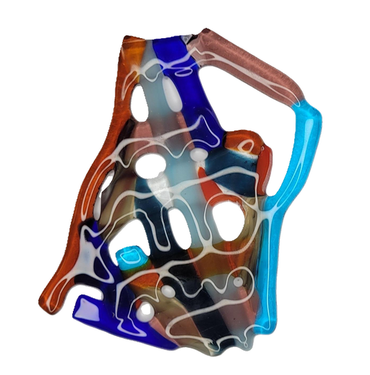 Colorful glass suncatcher with a unique design on a white background
