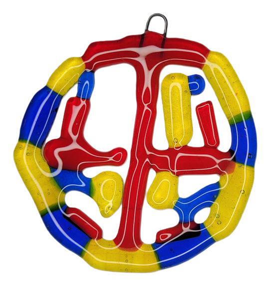 Colorful glass suncatcher on a white background
