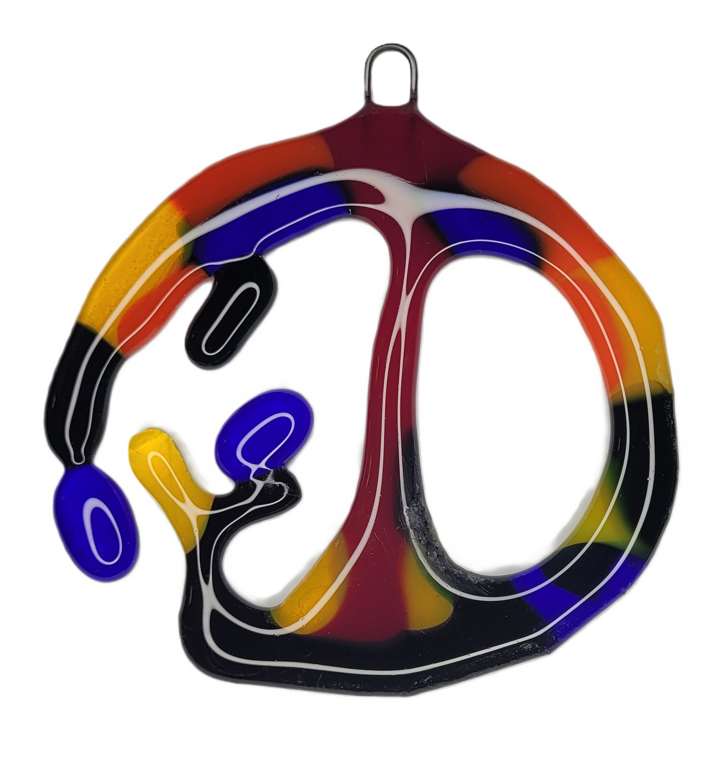 Colorful abstract design hanging ornament on a white background