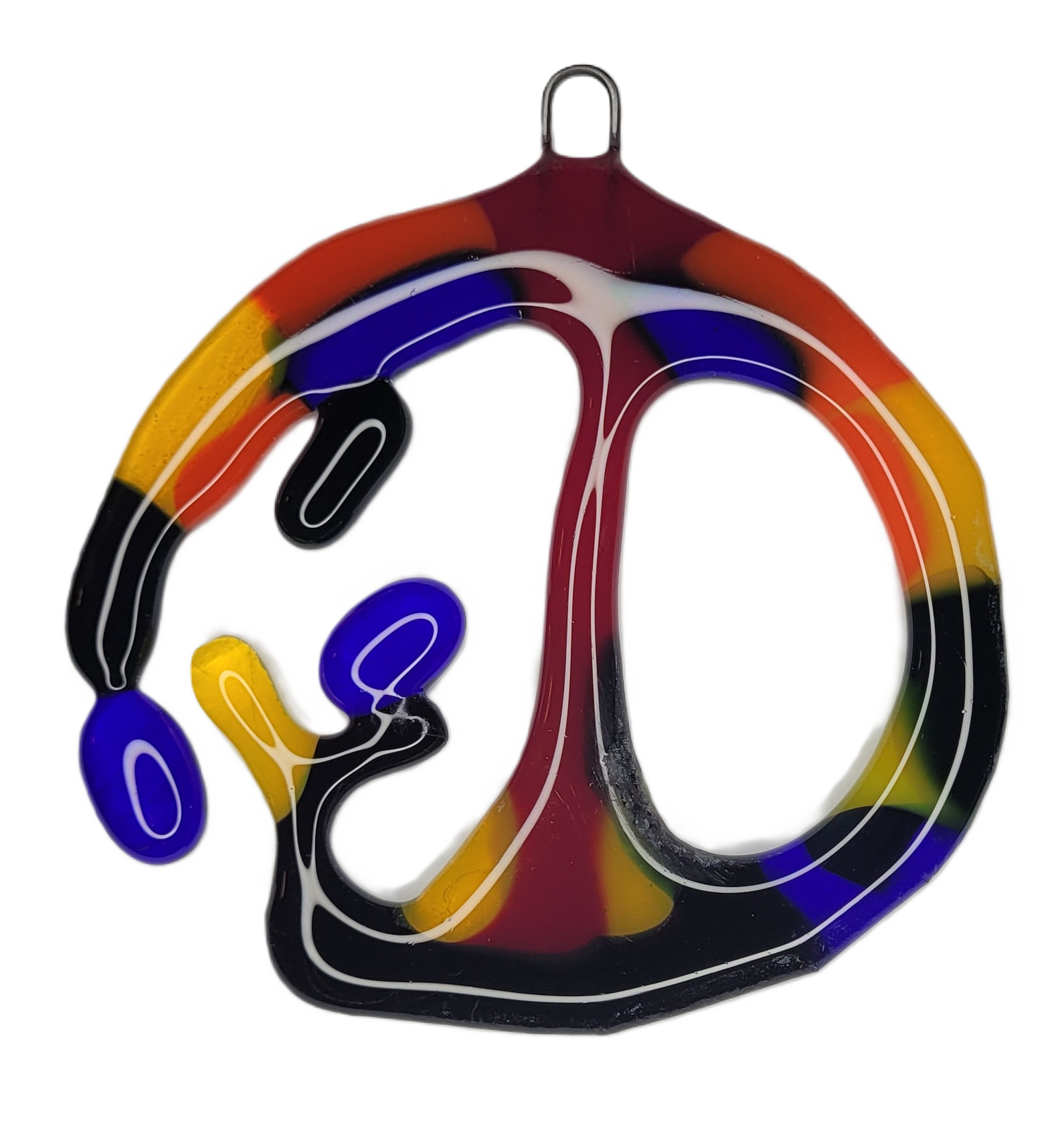 Colorful abstract design hanging ornament on a white background