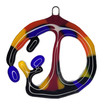 Colorful abstract design hanging ornament on a white background