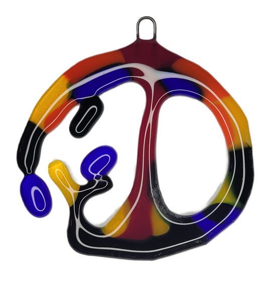Colorful abstract design hanging ornament on a white background
