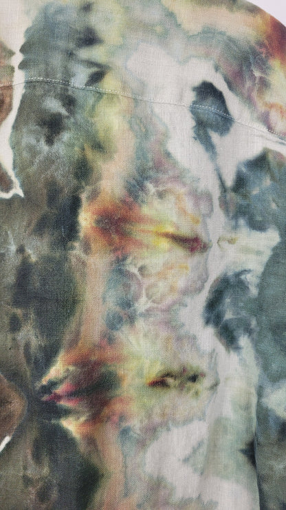 Close-up of a tie-dye pattern with multicolors on fabric