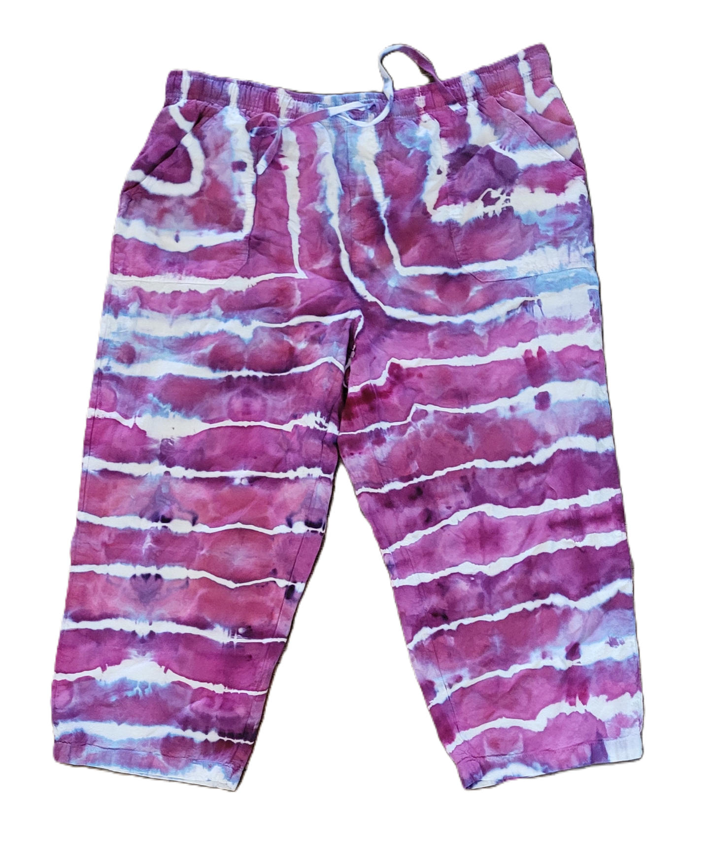 Berry Mist Upcycled Capris - Adult, Unisex, Size M - Re-Used Relics