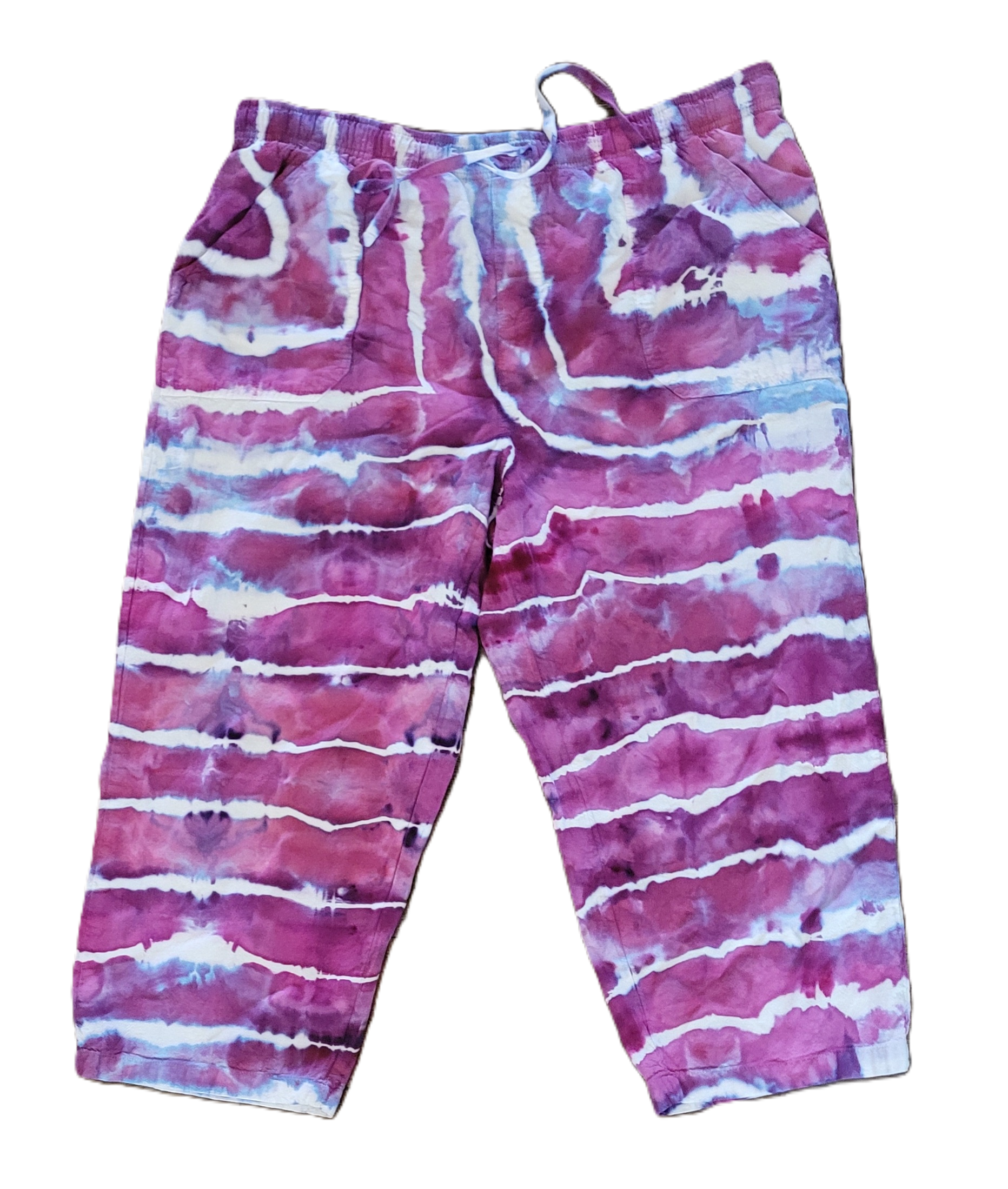 Berry Mist Upcycled Capris - Adult, Unisex, Size M - Re-Used Relics