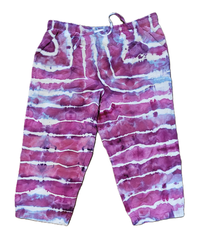 Berry Mist Upcycled Capris - Adult, Unisex, Size M - Re-Used Relics