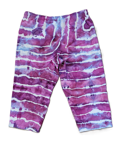 Berry Mist Upcycled Capris - Adult, Unisex, Size M - Re-Used Relics