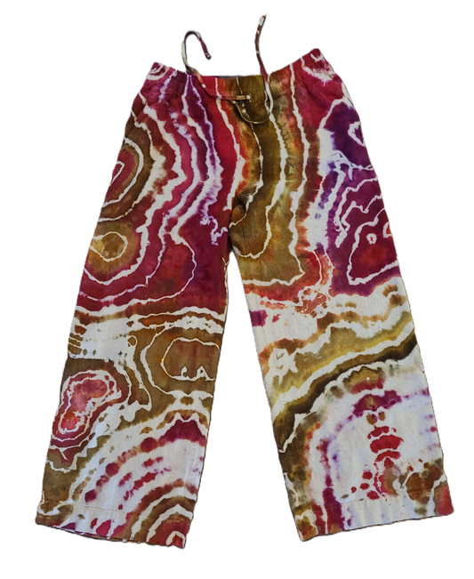 "Sunset Canyon" - Upcycled Linen Blend Pants – Adult, Unisex, Size M - Re-Used Relics