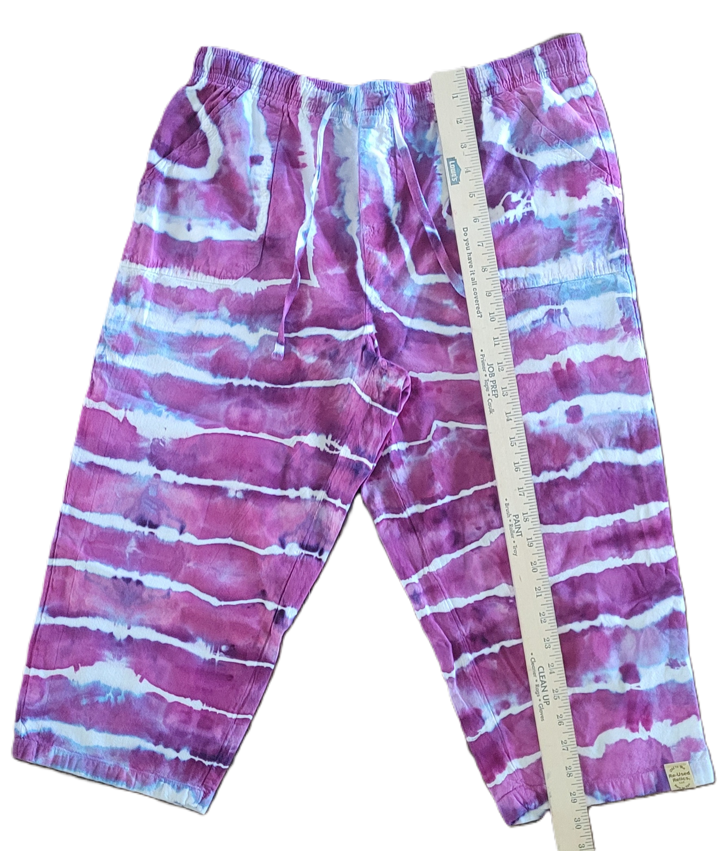 Berry Mist Upcycled Capris - Adult, Unisex, Size M - Re-Used Relics