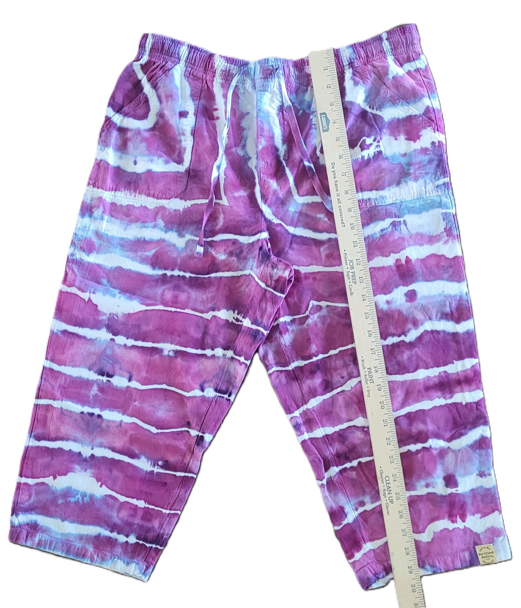 Berry Mist Upcycled Capris - Adult, Unisex, Size M - Re-Used Relics