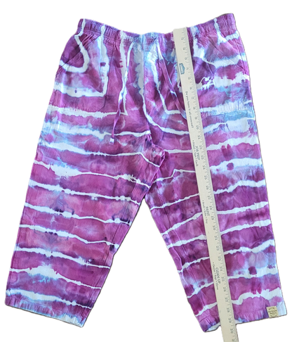 Berry Mist Upcycled Capris - Adult, Unisex, Size M - Re-Used Relics