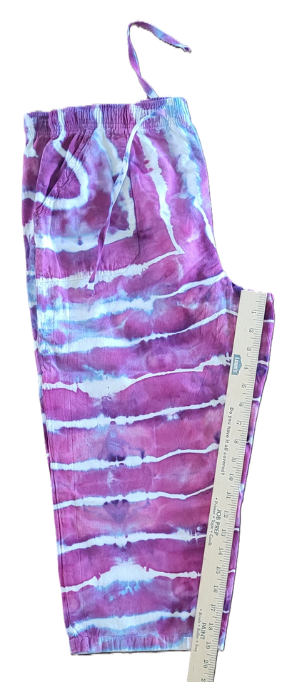 Berry Mist Upcycled Capris - Adult, Unisex, Size M - Re-Used Relics