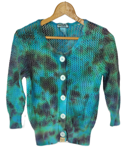 Enchanted Lagoon Upcycled Tie-Dye Cardigan - Adult, Ladies, Size M - Re-Used Relics