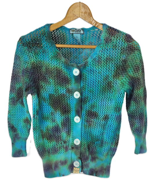 Enchanted Lagoon Upcycled Tie-Dye Cardigan - Adult, Ladies, Size M