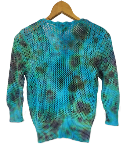 Enchanted Lagoon Upcycled Tie-Dye Cardigan - Adult, Ladies, Size M - Re-Used Relics