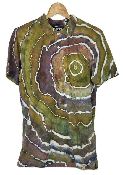 Gilded Geode Upcycled Polo Shirt – Adult, Men’s, Size S - Re-Used Relics