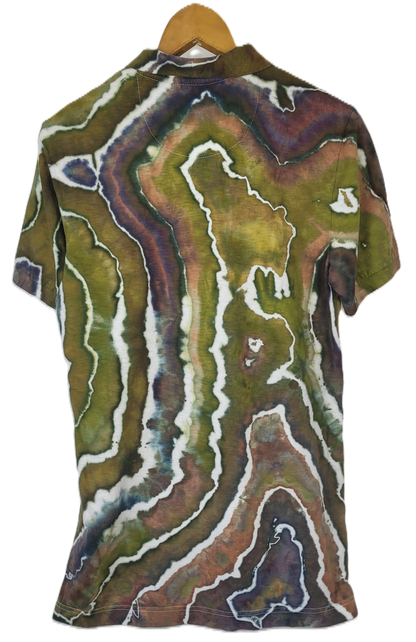 Gilded Geode Upcycled Polo Shirt – Adult, Men’s, Size S - Re-Used Relics