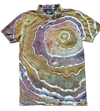 Gilded Geode Upcycled Polo Shirt – Adult, Men’s, Size S - Re-Used Relics