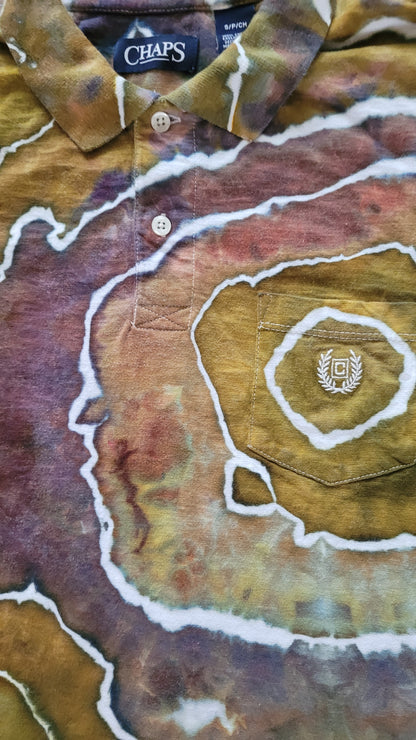 Gilded Geode Upcycled Polo Shirt – Adult, Men’s, Size S - Re-Used Relics