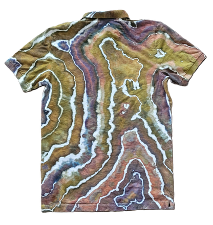 Gilded Geode Upcycled Polo Shirt – Adult, Men’s, Size S - Re-Used Relics