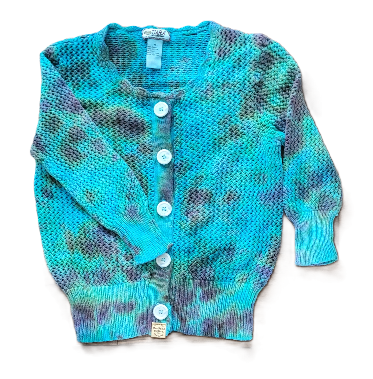 Enchanted Lagoon Upcycled Tie-Dye Cardigan - Adult, Ladies, Size M
