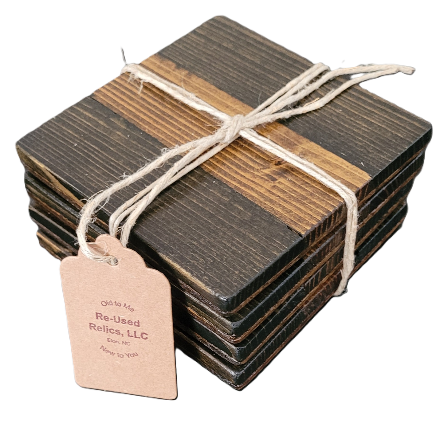 Set of 4 Dark Stained Wood Coasters
